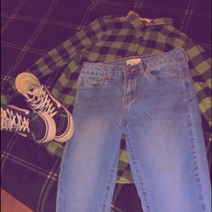 Green And Black Button Down Shirt